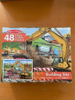 Melissa & Doug Building Site Puzzle with Yellow Excavator and Red Truck